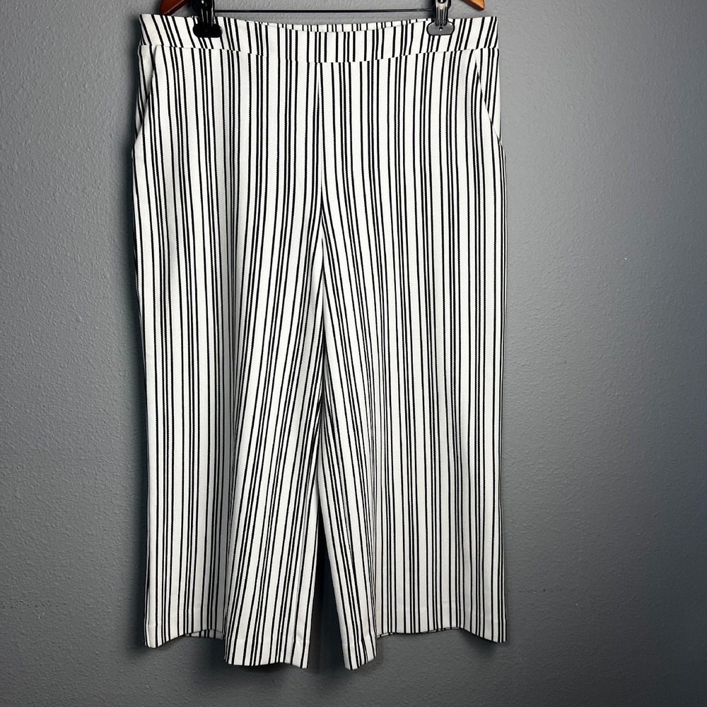 Cato Striped Culottes Cropped Wide Leg Pockets Career‎ Office Casual Pants Sz XL